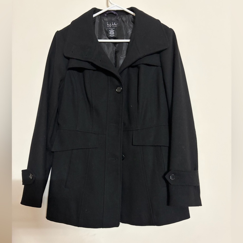 Nicole Miller Elegant Black Trench Coat